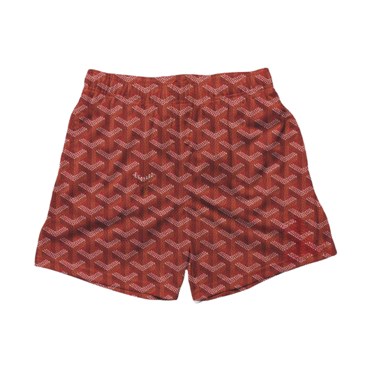a red shorts with a pattern on it