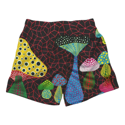 a pair of colorful shorts with mushrooms on them