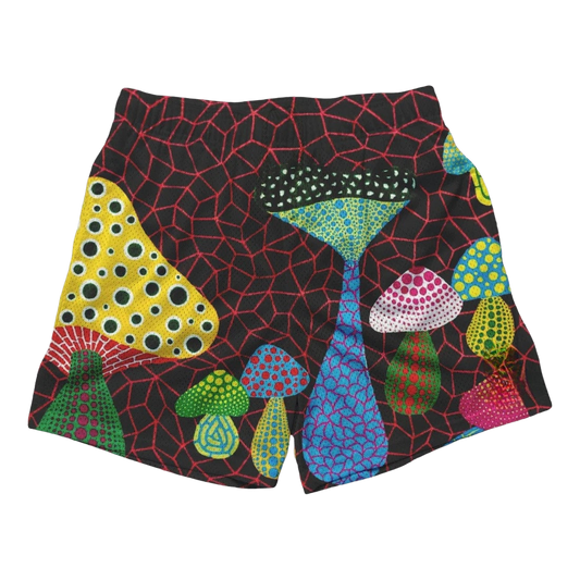 a pair of colorful shorts with mushrooms on them