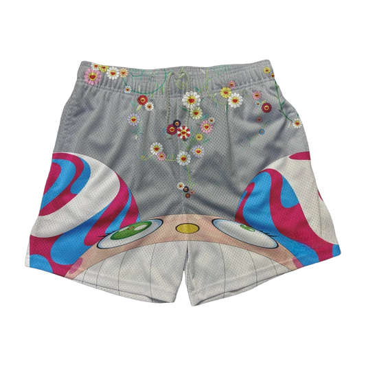 a pair of shorts with a colorful design on it