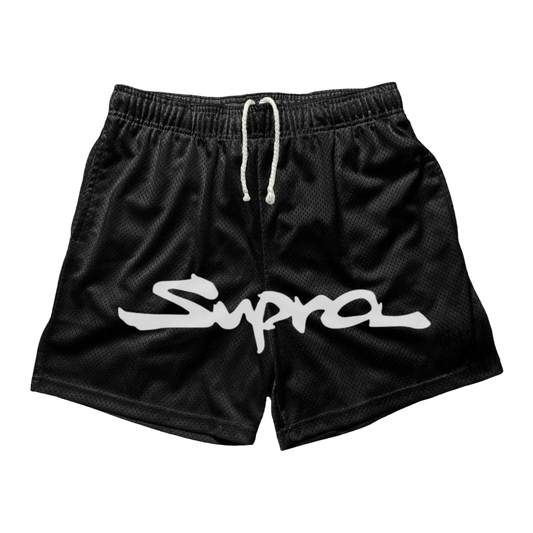 a black shorts with a white logo on it