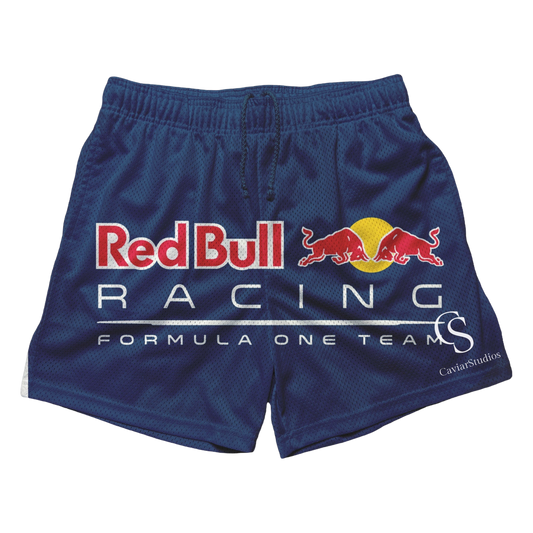 a red bull racing shorts with the formula one teams logo on it