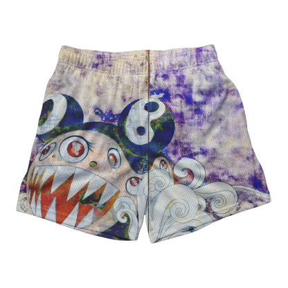 a pair of shorts with an image of a shark on it