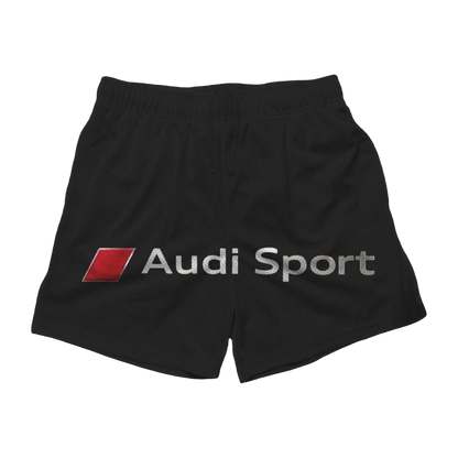 a black shorts with the words audi sport on it