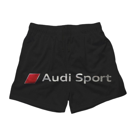 a black shorts with the words audi sport on it